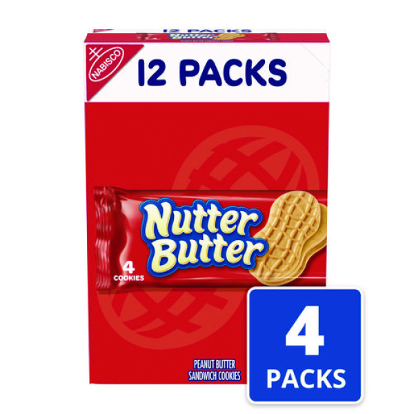 Nutter Butter Cookies, 1.9 oz Pack, 48 Packs/Carton