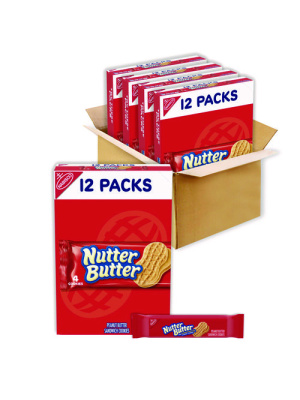 Nutter Butter Cookies, 1.9 oz Pack, 48 Packs/Carton